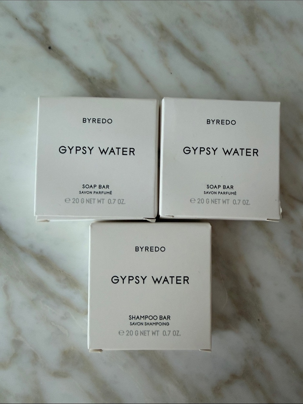 Byredo Gypsy Water Soap & Shampoo Bars — White Packaging